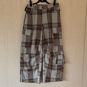 Urban Outfitters Alexandra Wide Plaid Cargo Pants - Red, Yellow, Black, Khaki